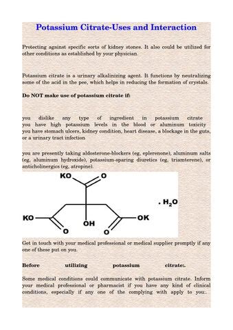Potassium citrate: Uses, Interactions, Mechanism of Action .
